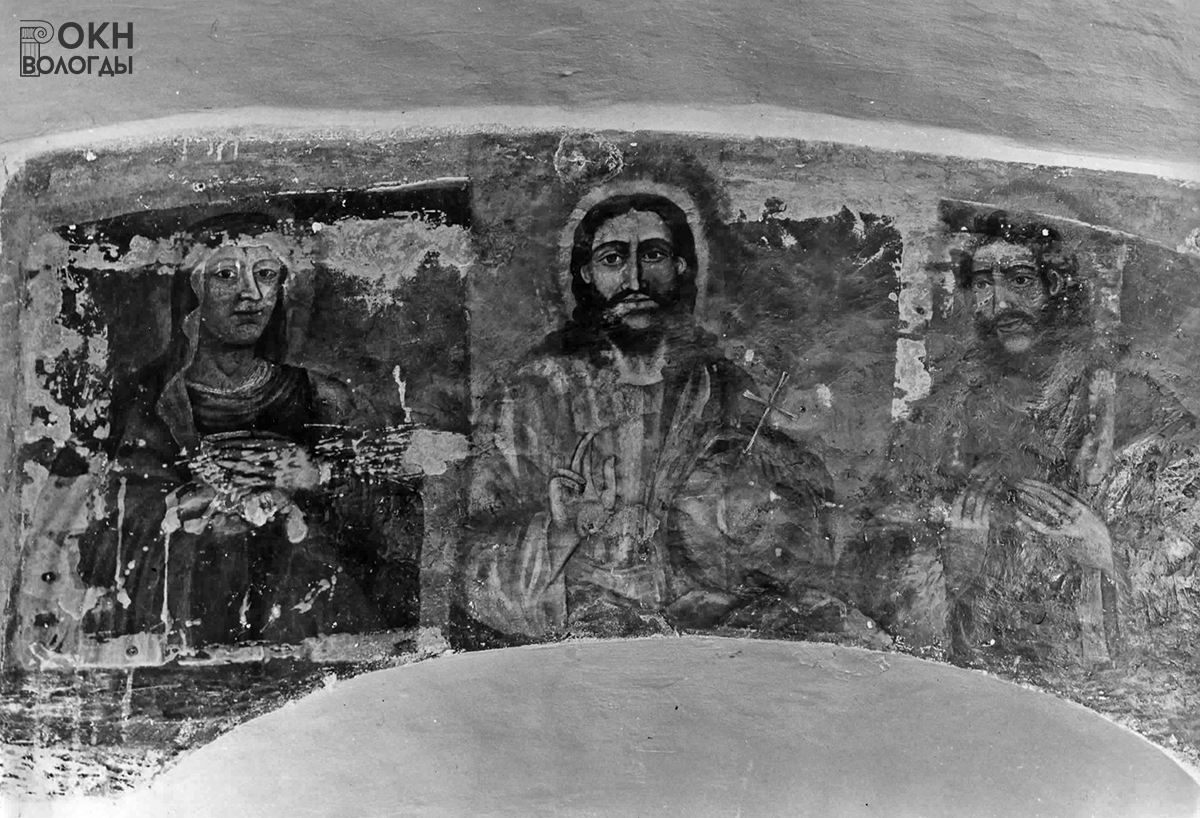 Деисус (XVIII век) на арке окна южной стены западной палаты второго этажа, 1981 год